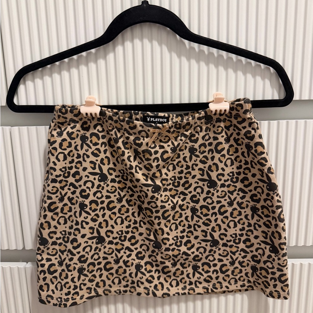 PLAYBOY Animal Print Mini Skirt - Tan and Black